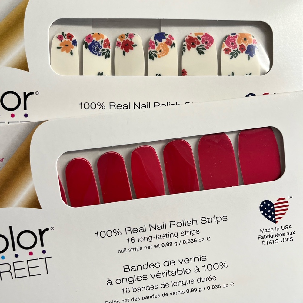 Color Street Floral and Red Nail Polish Strips